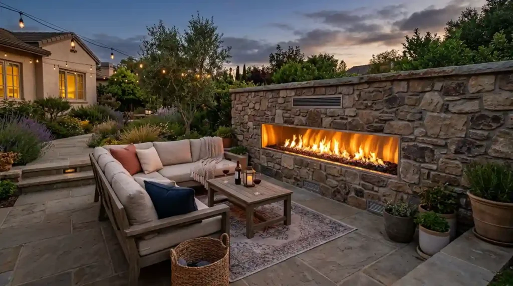 Use a Retaining Wall to Hold a Built-In Flame