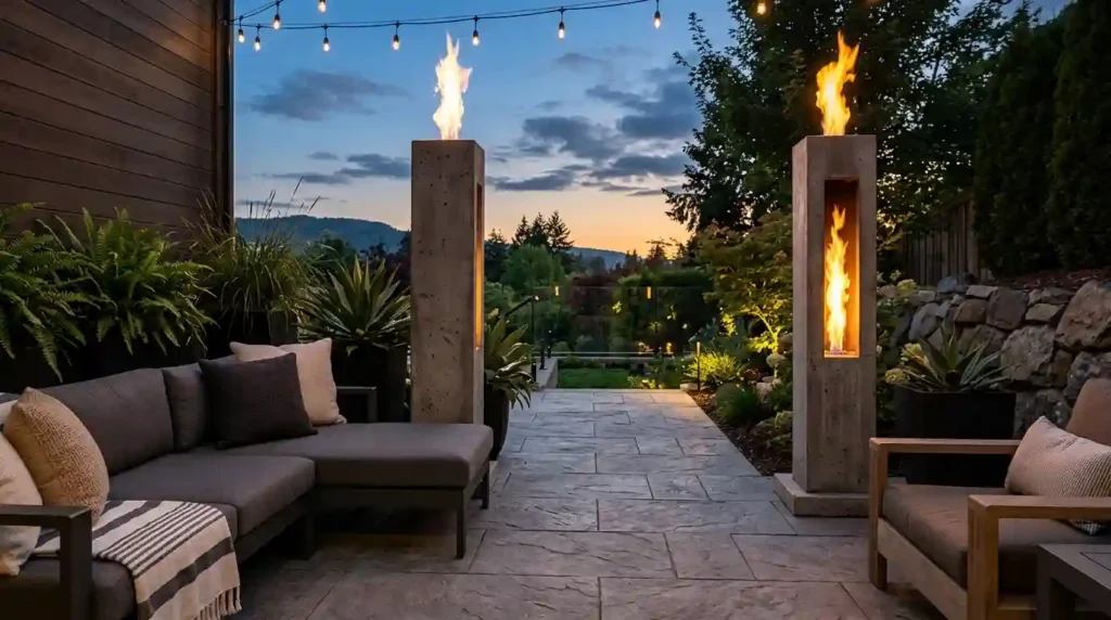 Warm a Small Patio with a Fire Column