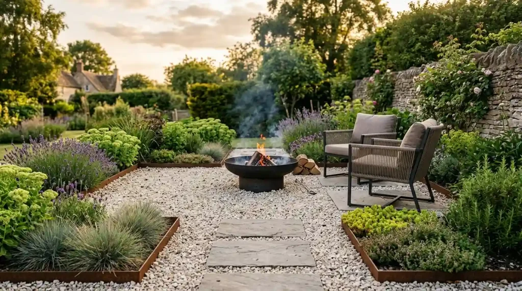 Set a Black Fire Bowl in a Gravel Garden