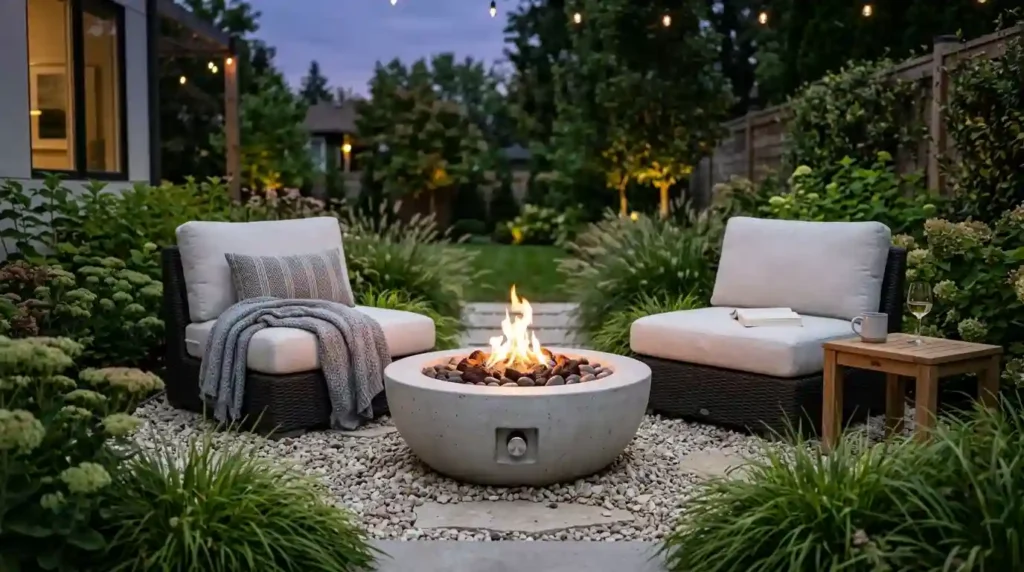 Save Space with a Low Concrete Fire Bowl