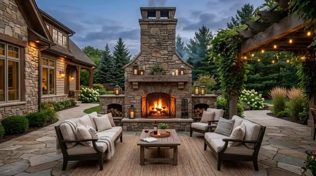 Give Your Yard a Strong Focal Point with a Fireplace