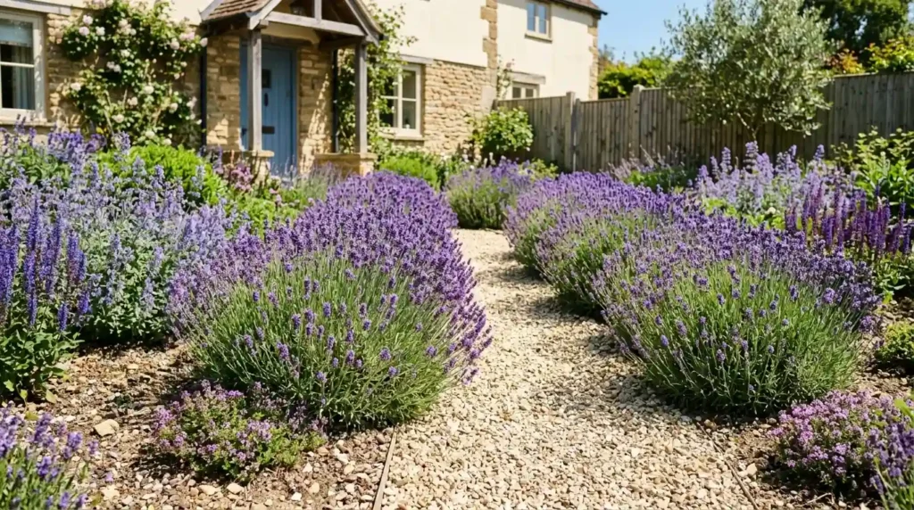 Lavender Adds Fragrance Beside Walkways