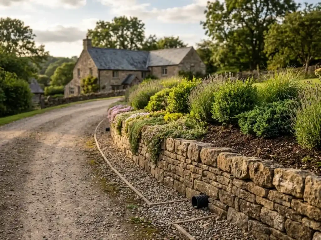 Add Low Retaining Walls Beside Slopes