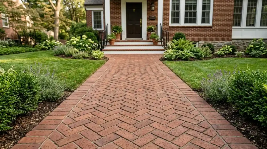 Add a Herringbone Paver Walkway for More Detail
