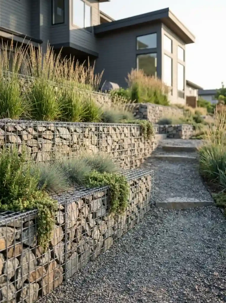 Add a Modern Look With Gabion Wall Terraces
