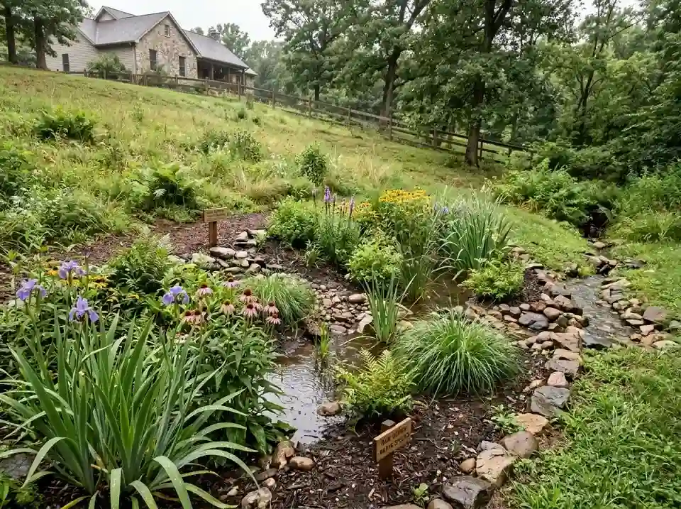 Add a Rain Garden at the Bottom of the Hill