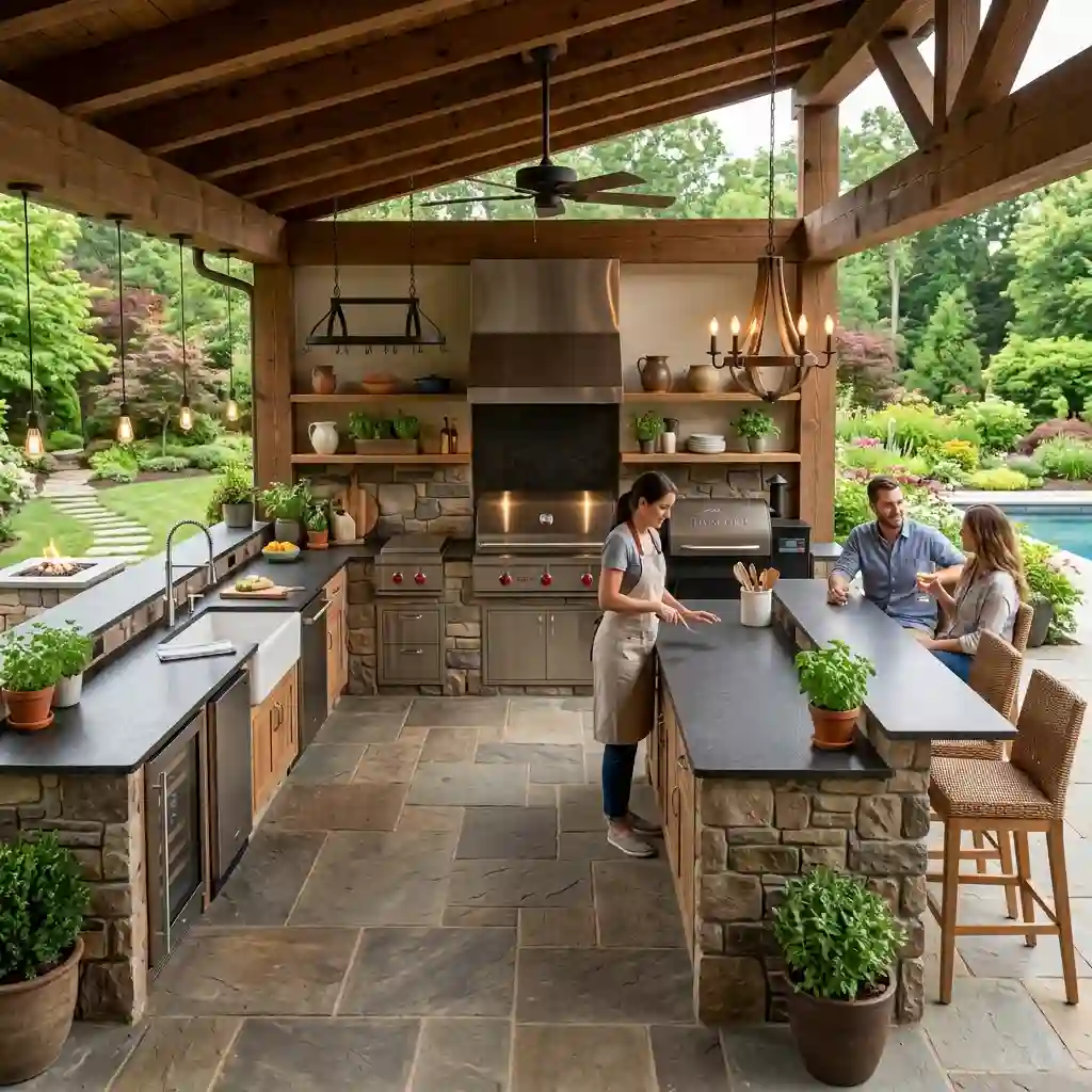 Add a U-Shaped Layout for Full Outdoor Meals