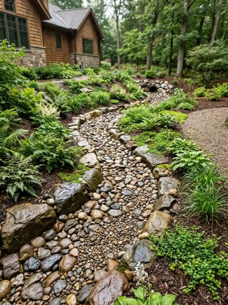 Build a Dry Creek Bed to Guide Rainwater