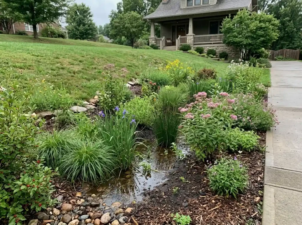 Build a Shallow Swale or Rain Garden at the Base