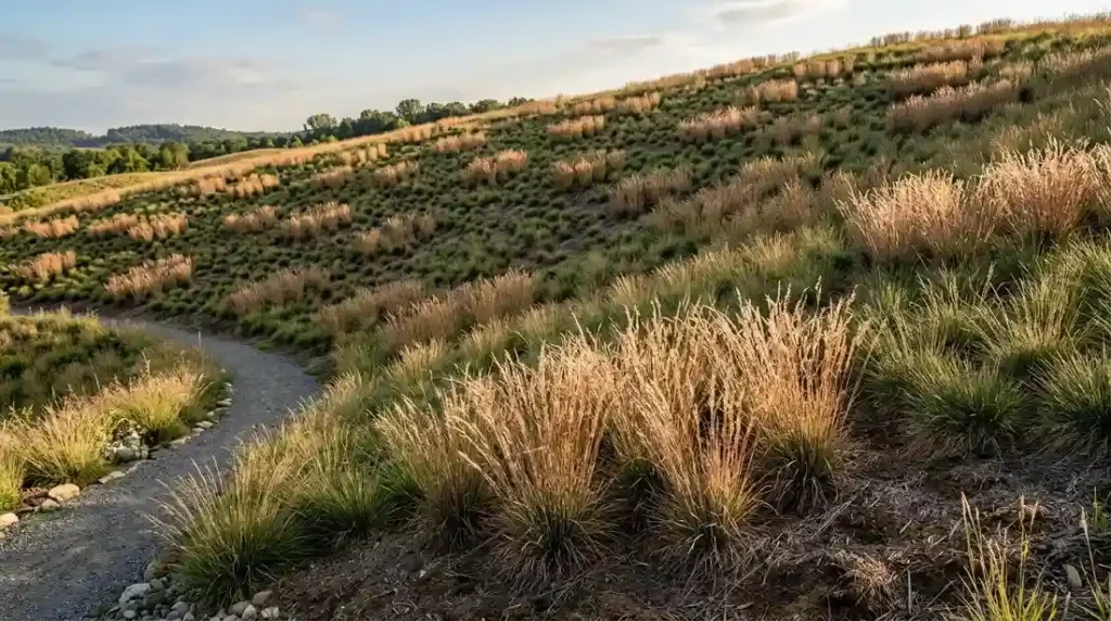 Cover a Large Hill With Groups of Ornamental Grass