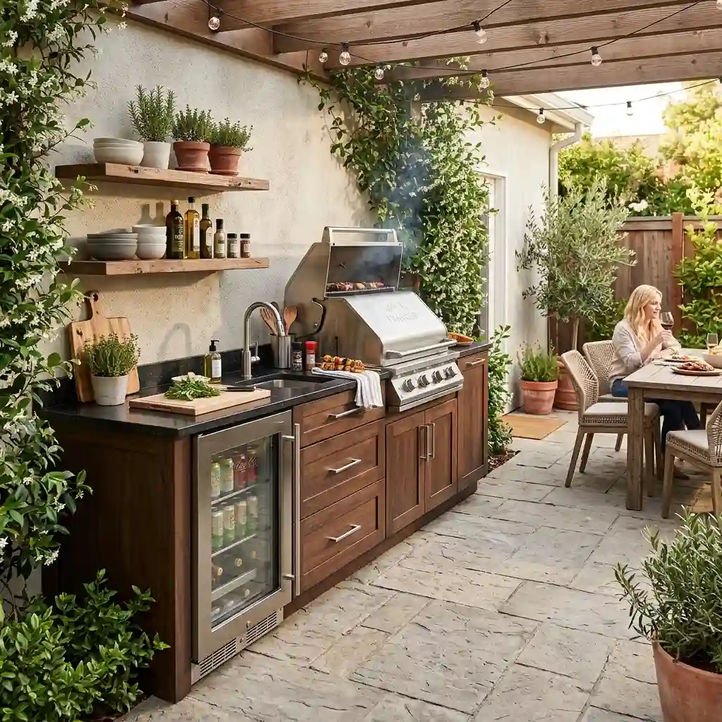 Create a One-Wall Kitchen for a Narrow Patio
