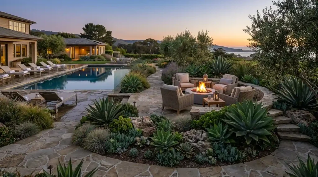 Create a Poolside Fire Lounge Away From Wet Traffic