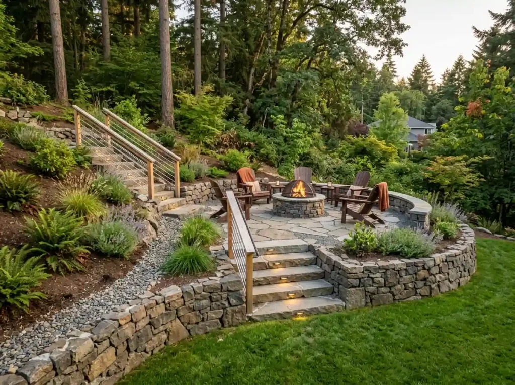 Create a Safe Fire Pit Area on a Sloped Yard