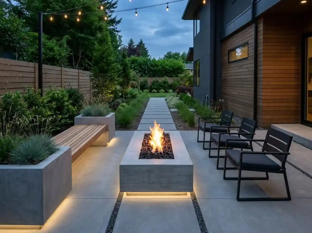 Design a Modern Fire Pit with Concrete and Clean Lines