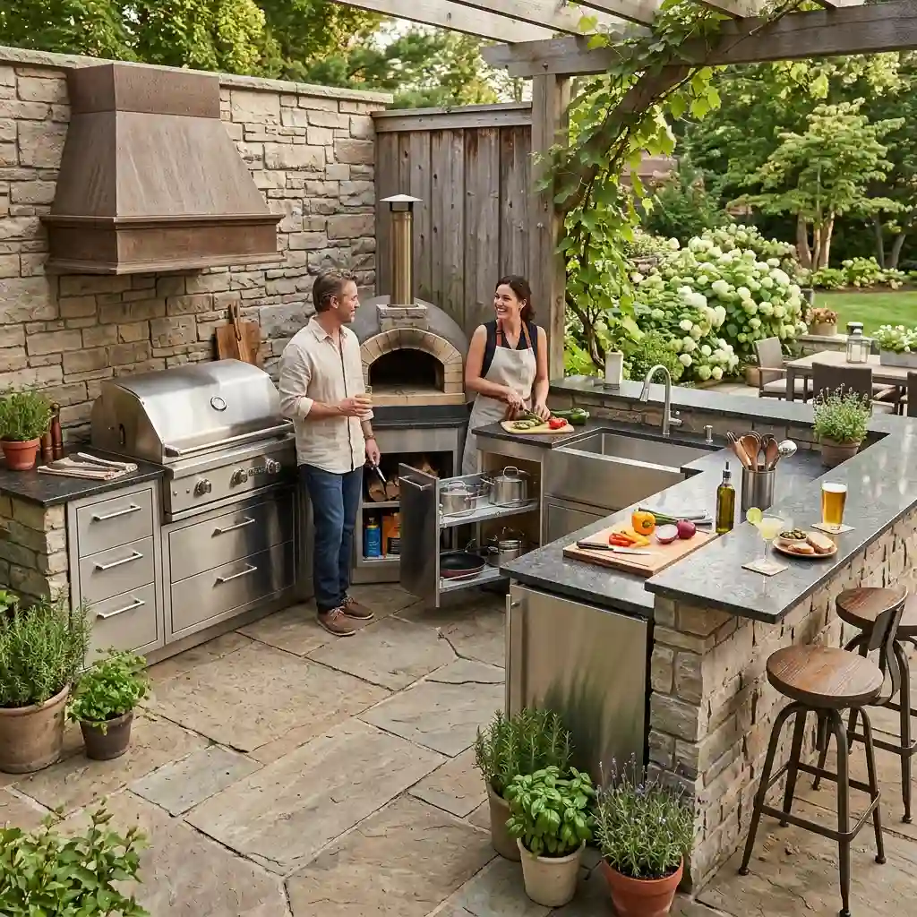 Fit an L-Shaped Kitchen Into a Patio Corner