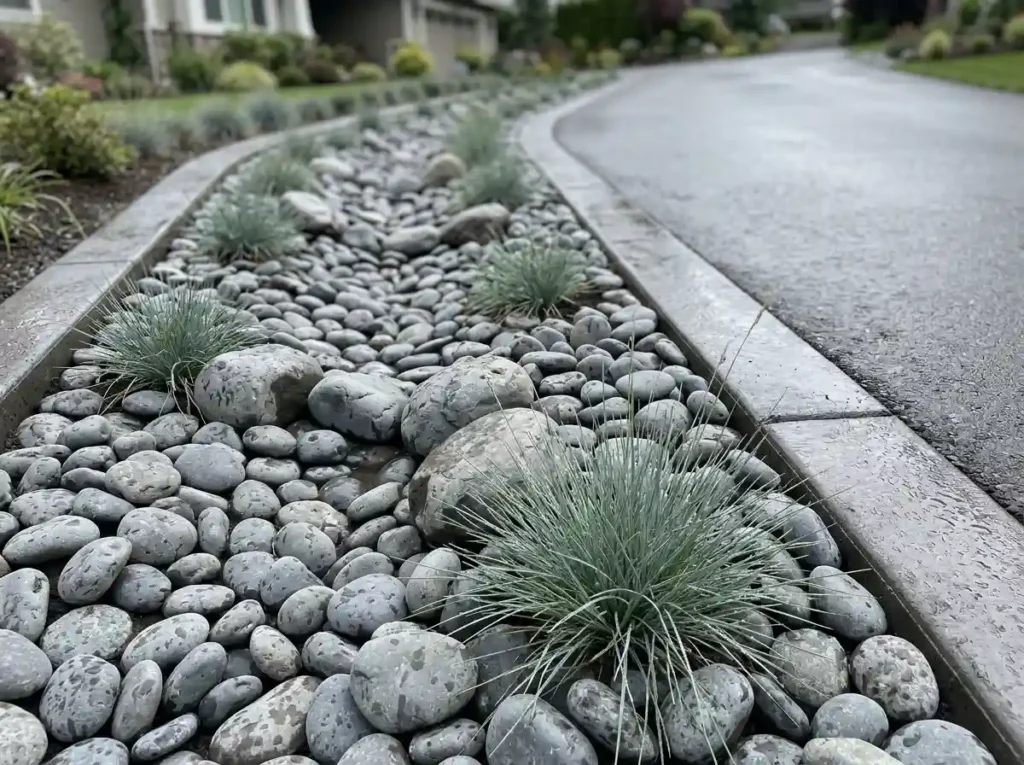 Fix Difficult Soil with a River Rock Border