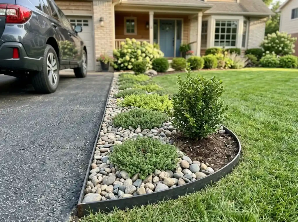 Fix a Patchy Driveway Strip With Rock and Groundcover