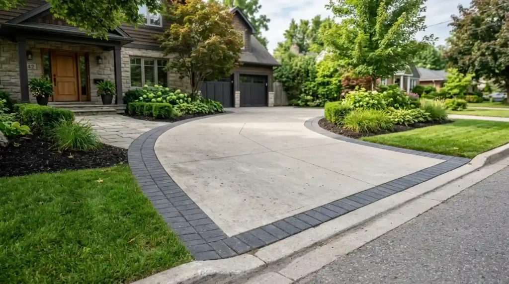 Frame a Concrete Driveway With a Paver Border