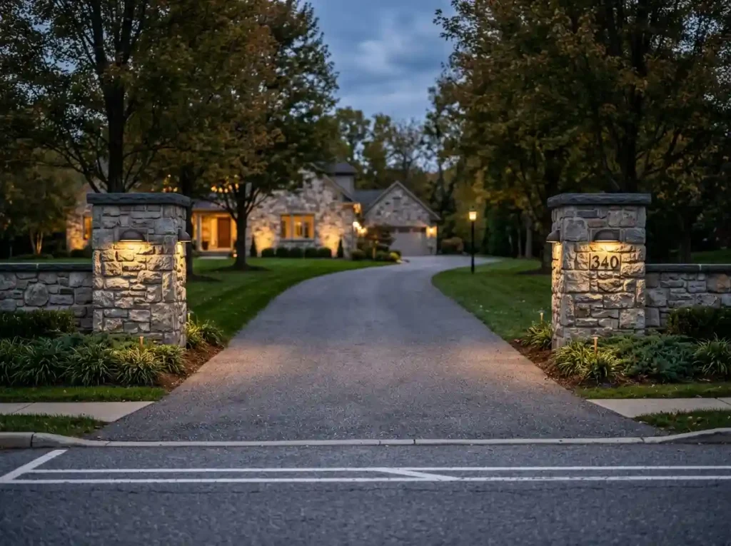 Frame the Driveway With Matching Stone Pillars
