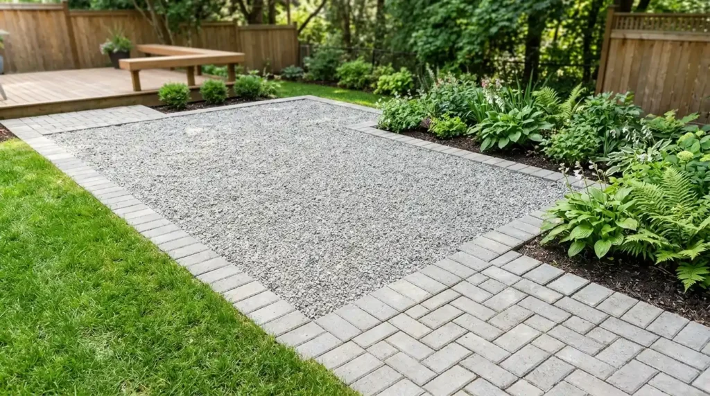 Frame the Gravel With a Paver Border