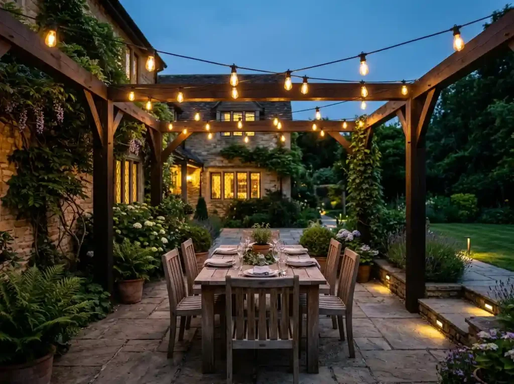 Hang String Lights for a Warmer Evening Space