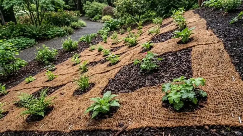 Keep Mulch in Place With Jute or Coir Fabric