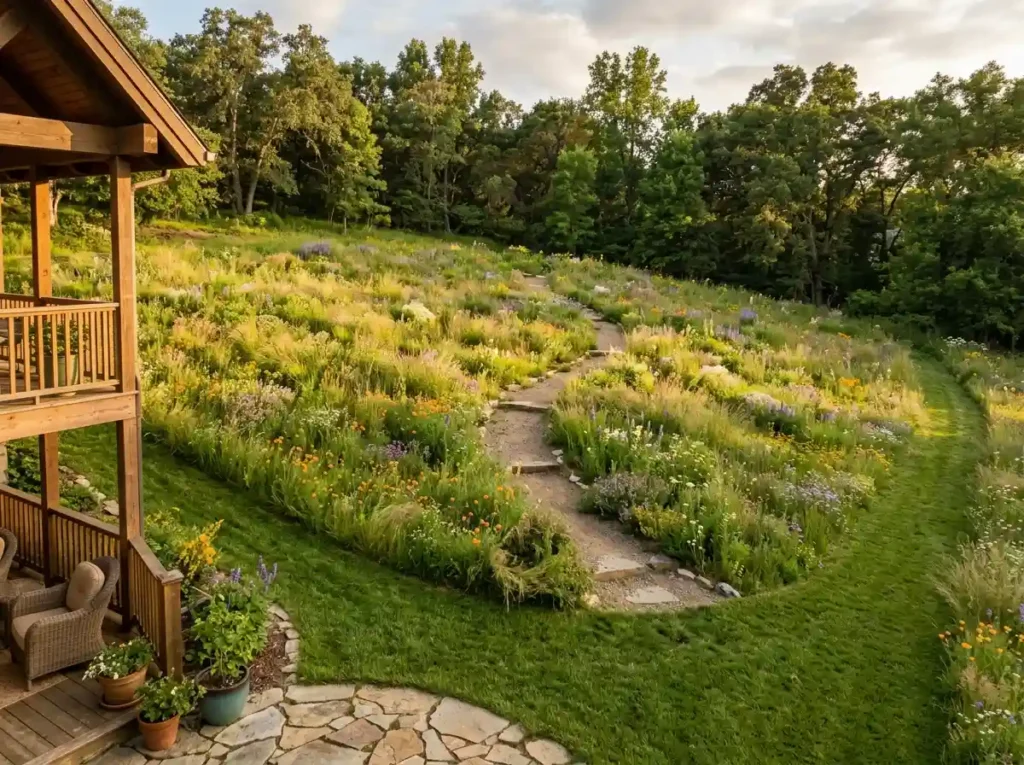 Keep Part of the Slope Natural With a Meadow Design