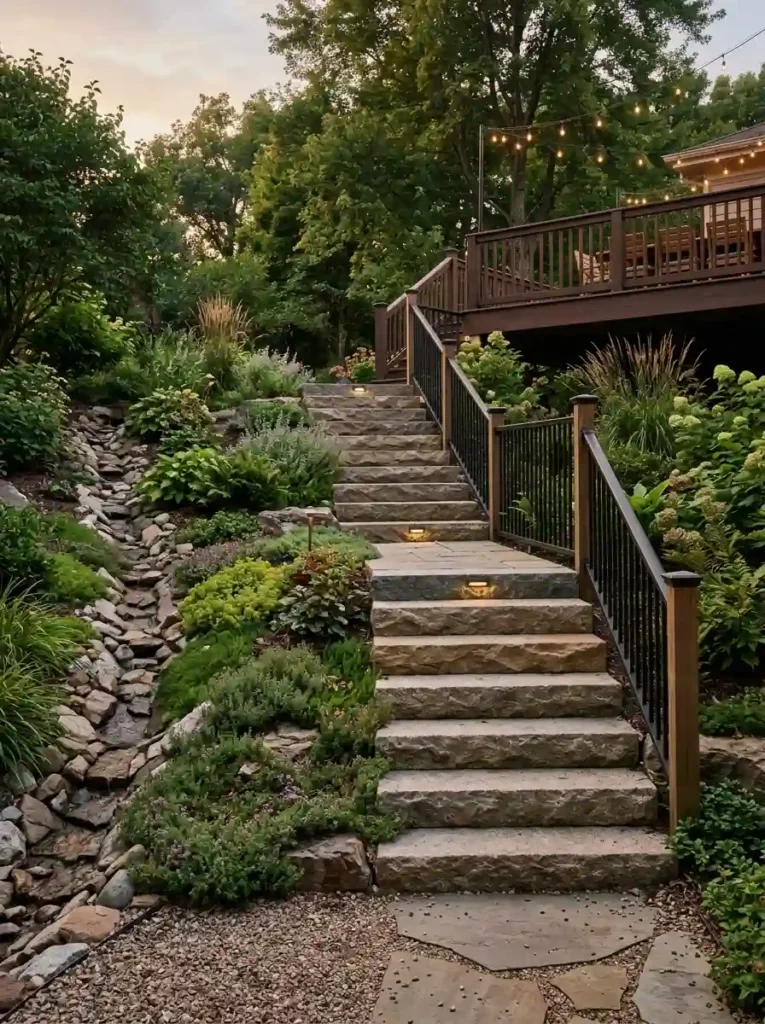 Make a Steep Yard Safer With Wide Landscape Steps