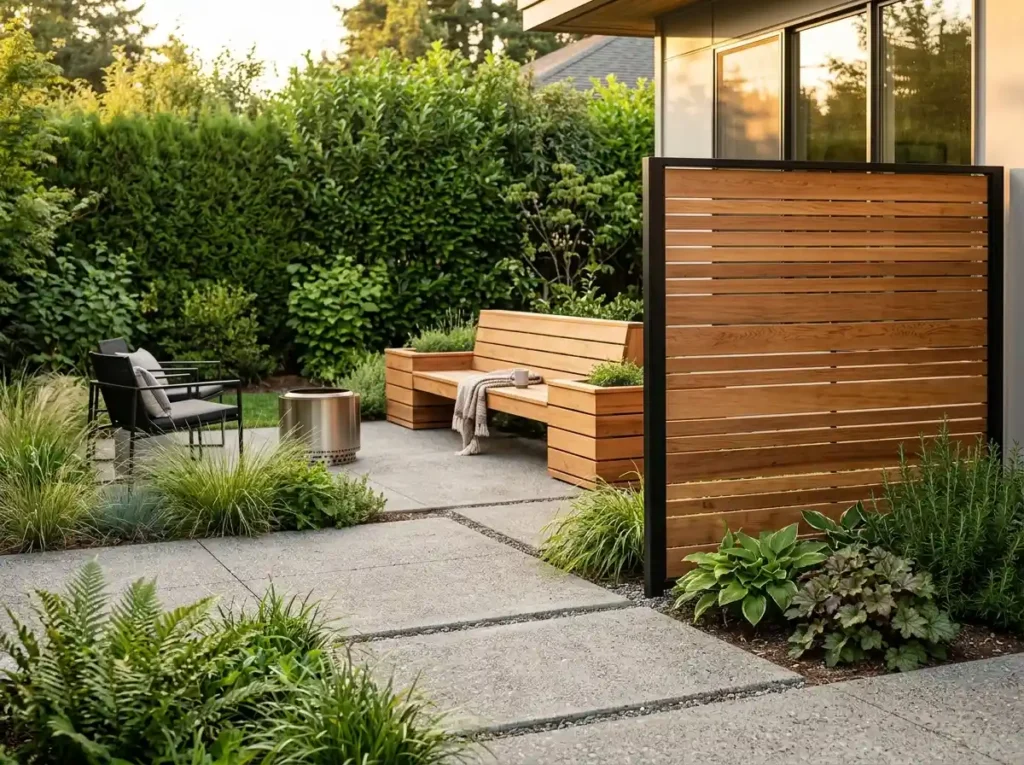Mix Wood With Concrete to Make the Yard Feel Warmer