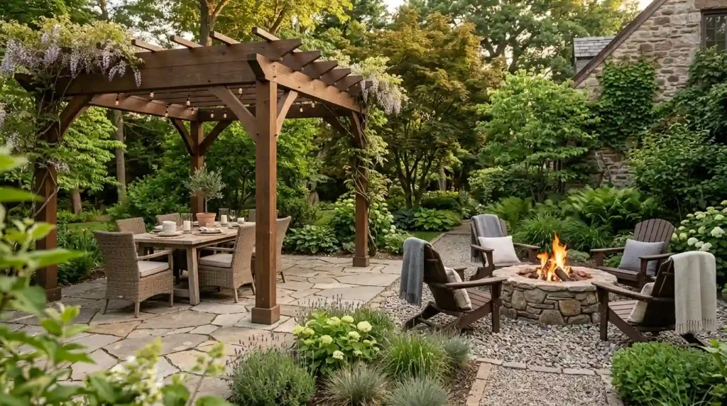 Place a Pergola Beside the Fire Pit