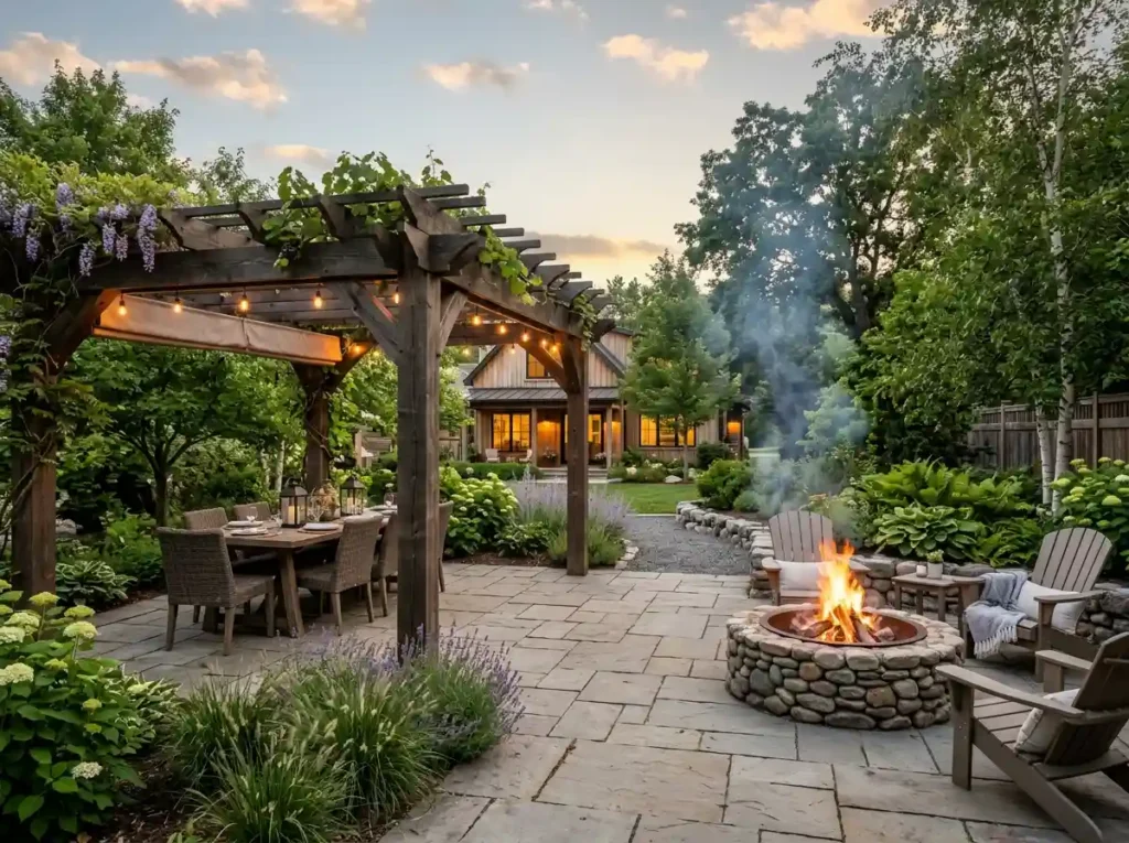 Place a Pergola Near the Fire Pit Area