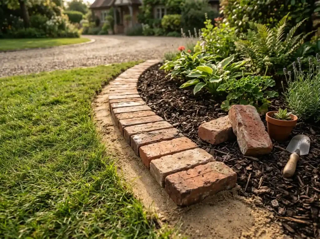 Reuse Bricks or Pavers for Budget Edging