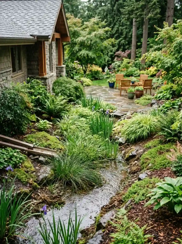 Slow Water With a Planted Drainage Swale