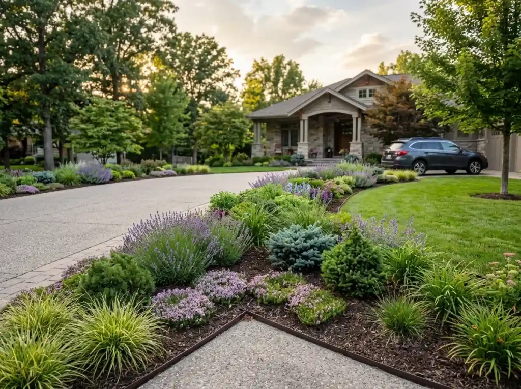 Soften a Wide Driveway With Low Plants