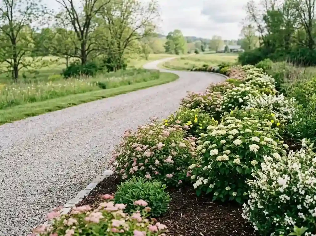 Stagger Flowering Shrubs Along One Side