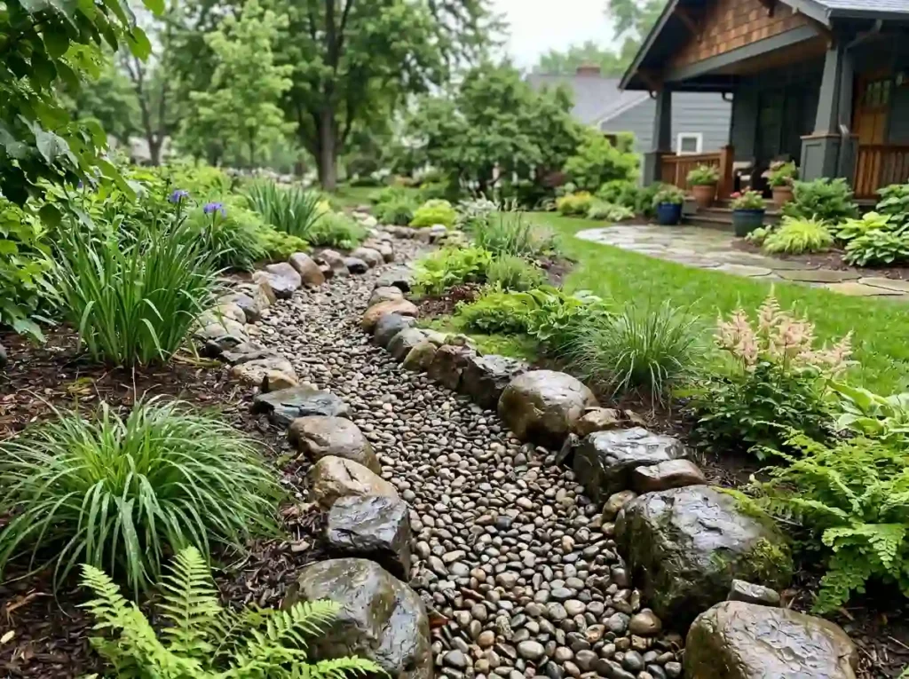 Turn a Natural Drainage Line Into a Dry Creek Bed