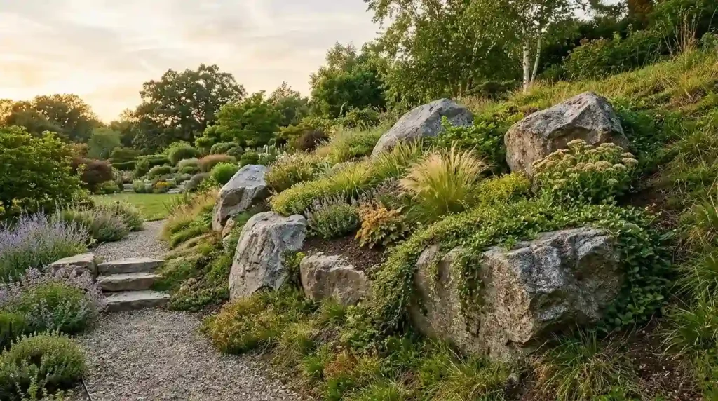 Use Boulders to Hold Small Planting Pockets
