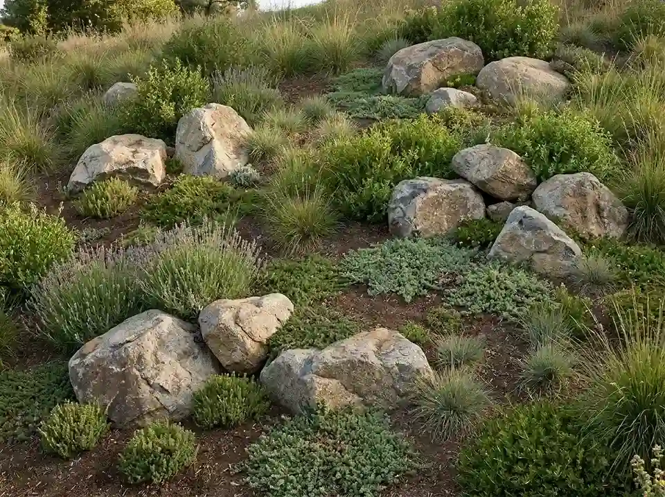 Use Boulders to Slow Runoff and Add Structure