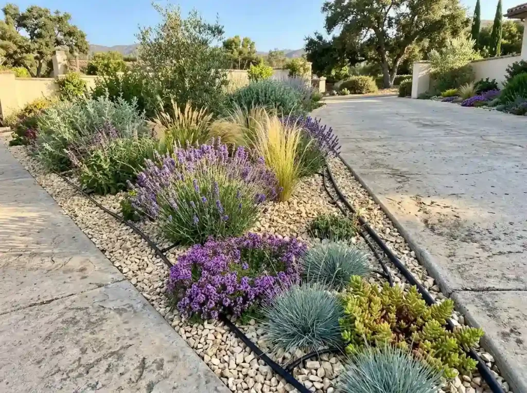 Use Drought-Tolerant Plants and Stone Mulch