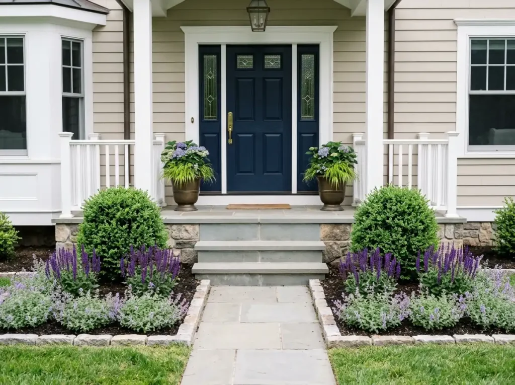 Use Matching Garden Beds Beside the Entrance