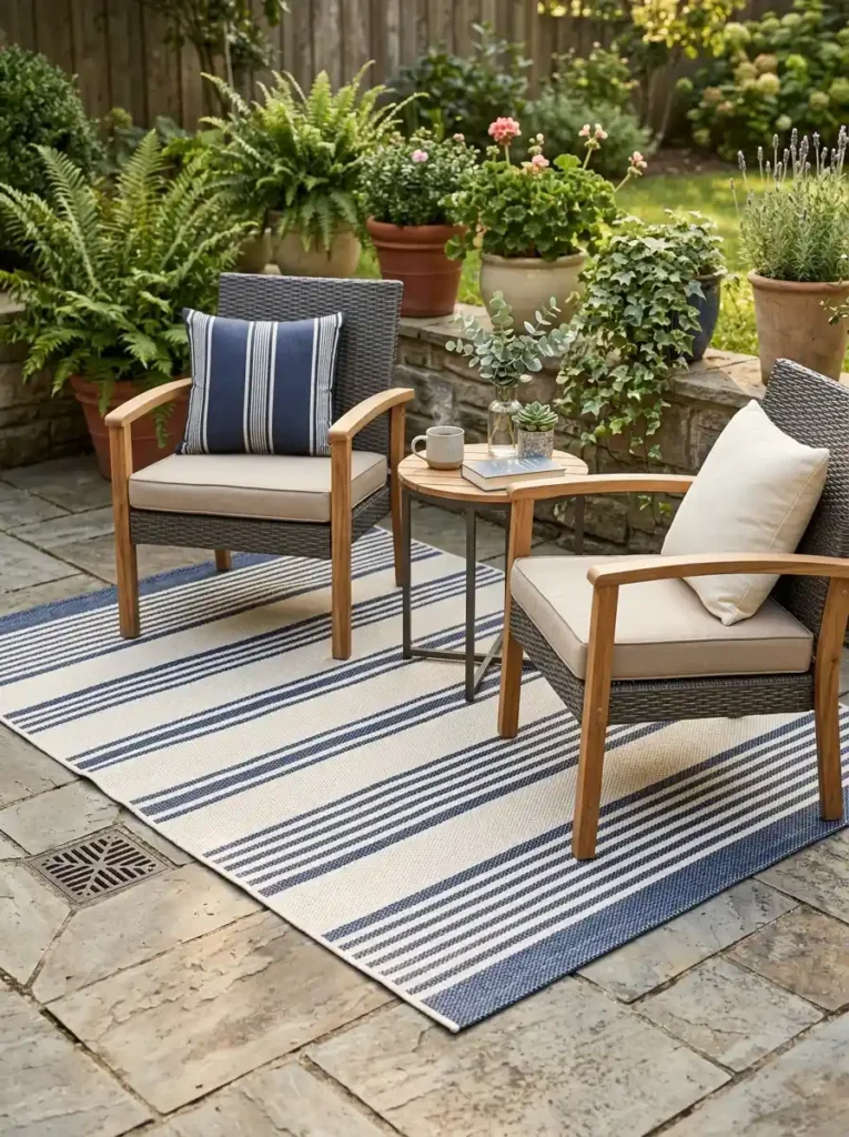 Use One Outdoor Rug to Join the Seating Area