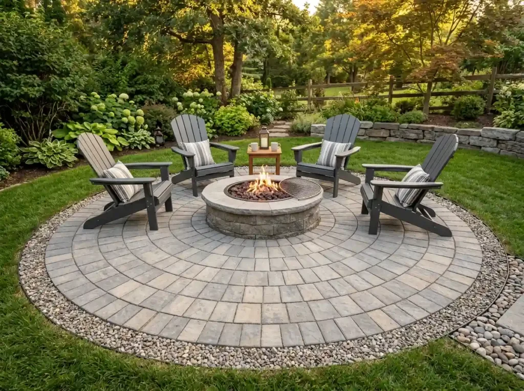 Use Pavers to Create a Clean Fire Pit Patio