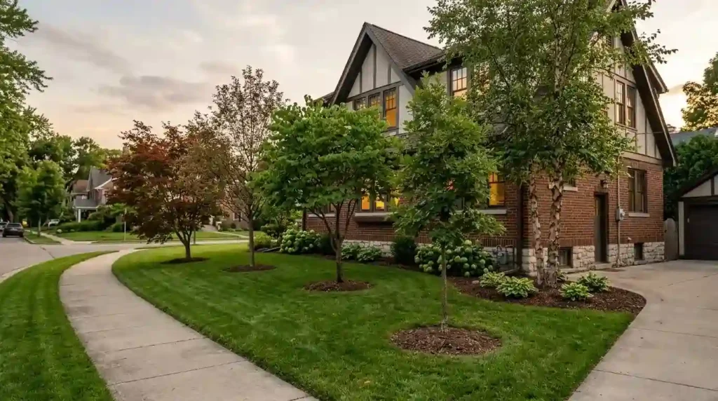 Use Small Trees to Soften a Long Side Yard