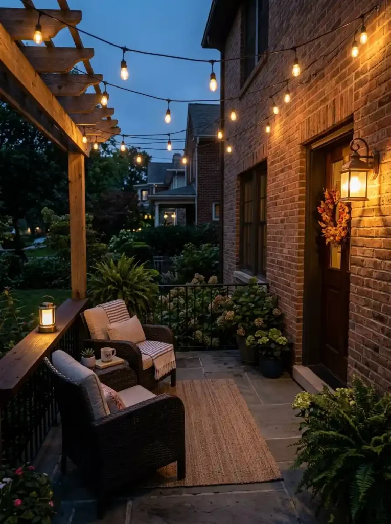 Use Wall Lights and String Lights Instead of Floor Lamps