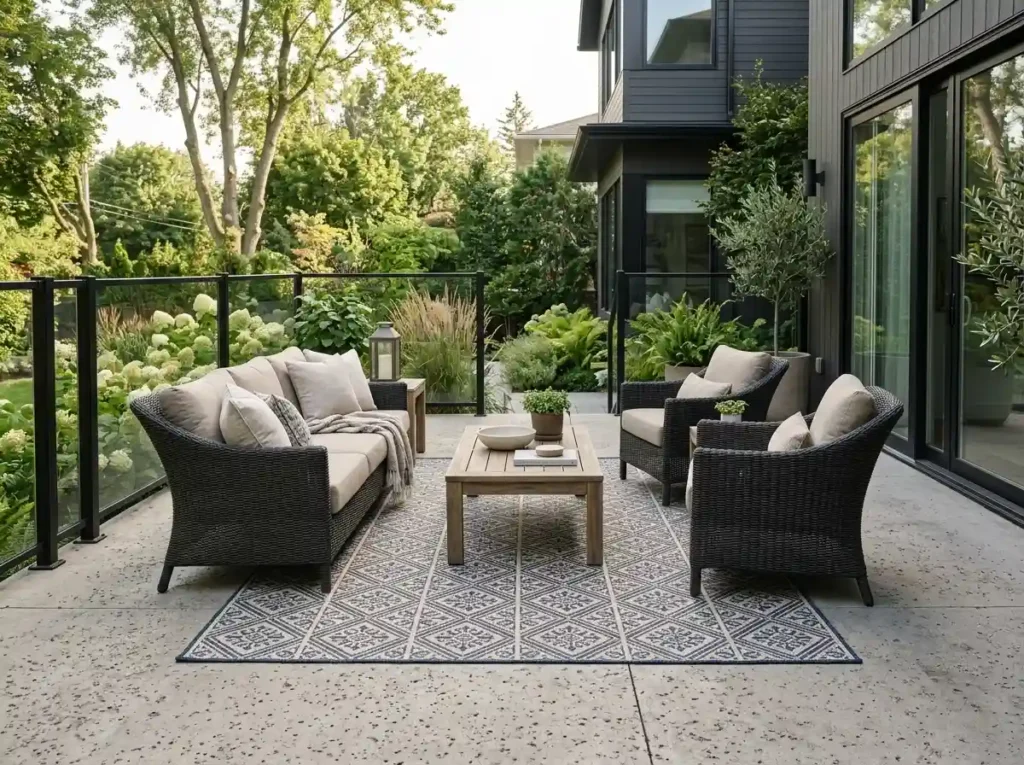 Use an Outdoor Rug to Pull the Seating Together