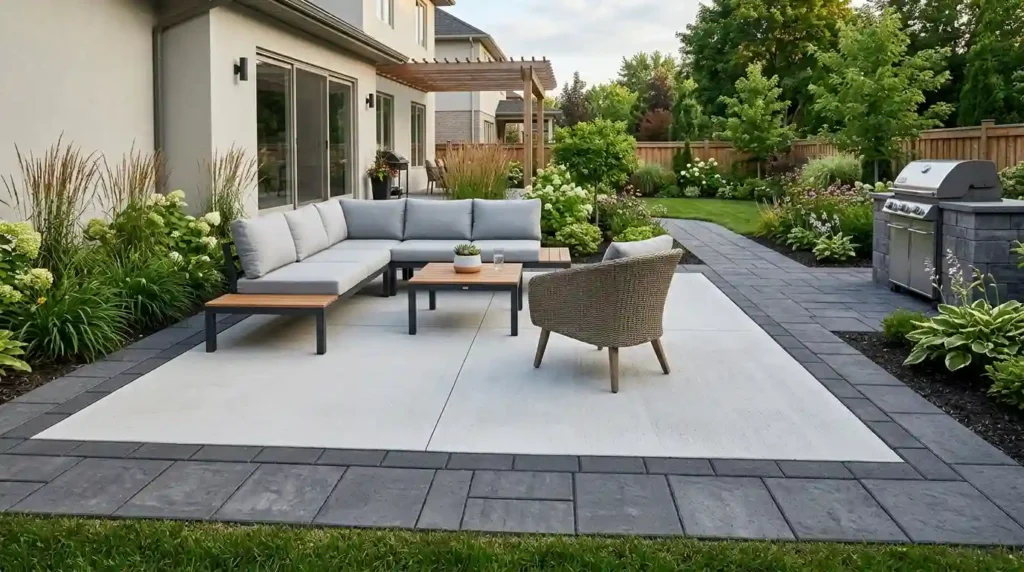 Frame a Concrete Patio With a Paver Border