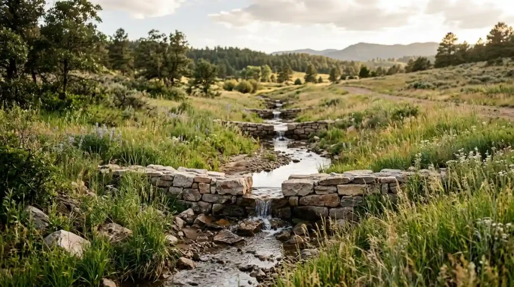 Slow Water With Small Stone Check Dams