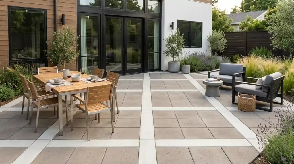 Use Concrete Bands to Divide Paver Sections