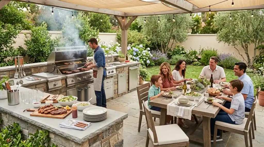Make Serving Easier Beside an Outdoor Kitchen