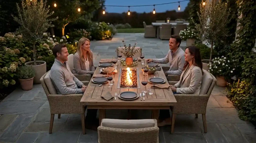 Add Warmth with a Fire Pit Dining Table